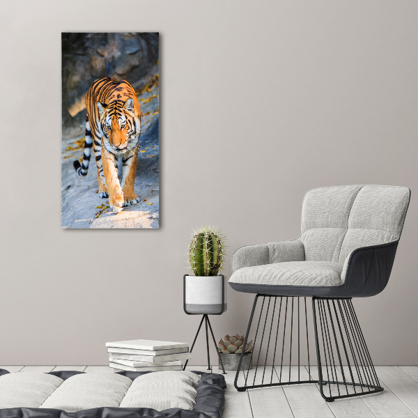 Modernes Acrylbild vertikal Tiger