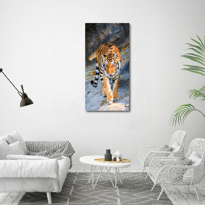 Modernes Acrylbild vertikal Tiger