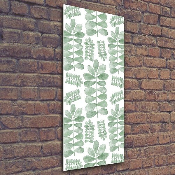 Modernes Acrylbild vertikal Eukalyptusblätter