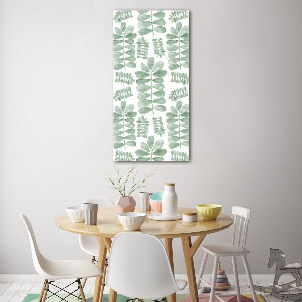 Modernes Acrylbild vertikal Eukalyptusblätter