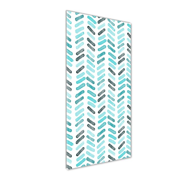 Modernes Acrylbild vertikal Blaues Fischgrätmuster