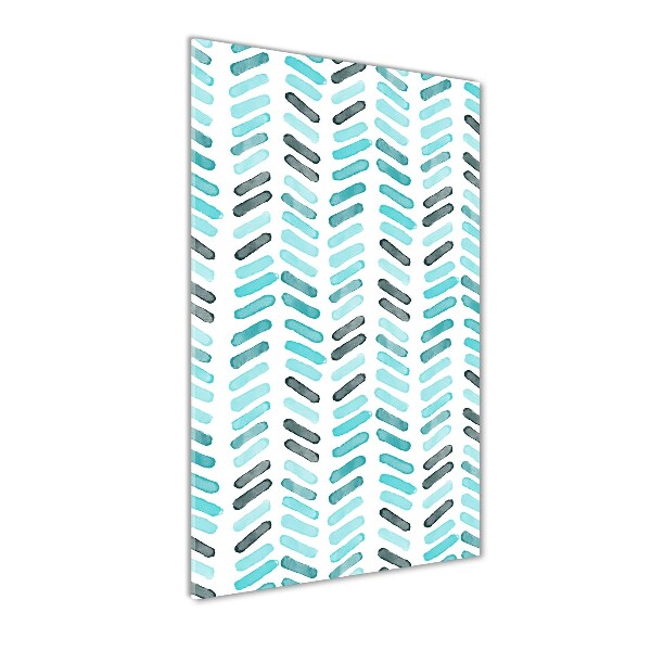 Modernes Acrylbild vertikal Blaues Fischgrätmuster