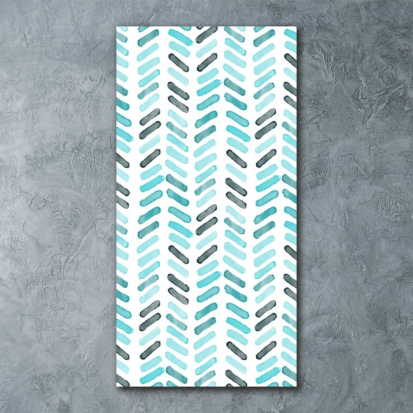 Modernes Acrylbild vertikal Blaues Fischgrätmuster