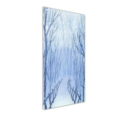 Modernes Acrylbild vertikal Wald im Winter