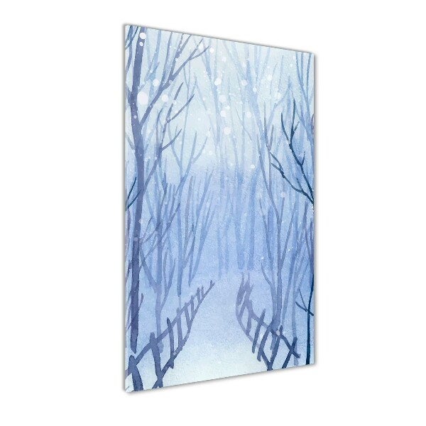 Modernes Acrylbild vertikal Wald im Winter