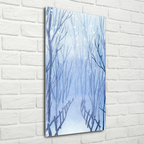 Modernes Acrylbild vertikal Wald im Winter