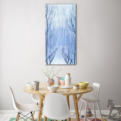 Modernes Acrylbild vertikal Wald im Winter