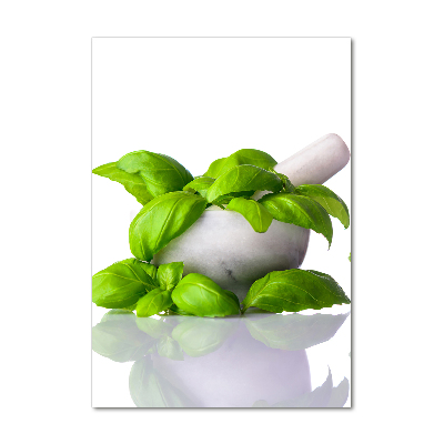 Acrylbild vertikal Mörser und Kräuter