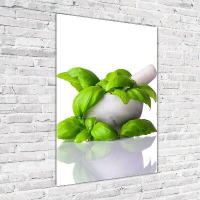 Acrylbild vertikal Mörser und Kräuter