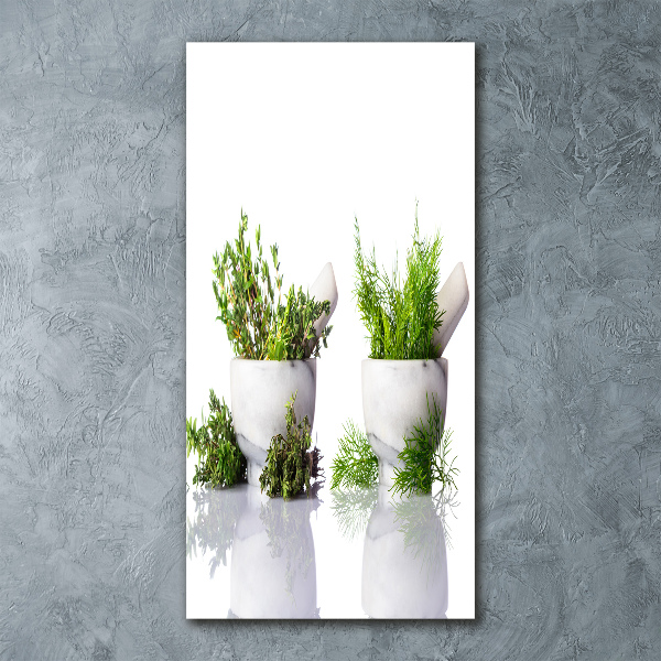 Acrylbild vertikal Mörser und Kräuter