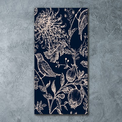 Bild auf Acrylglas vertikal Blumen und Vögel