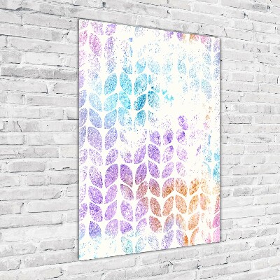 Modernes Acrylbild vertikal Bunte Blätter