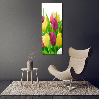 Bild auf Acrylglas vertikal Bunte Tulpen