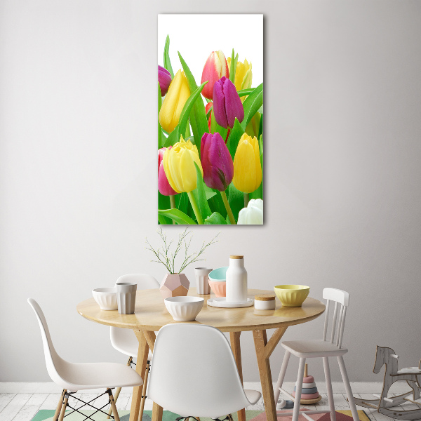 Bild auf Acrylglas vertikal Bunte Tulpen