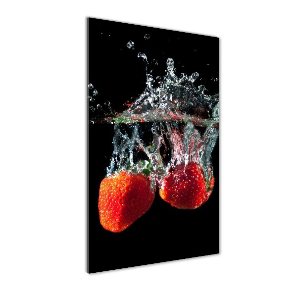Bild auf Acrylglas vertikal Erdbeeren unter Wasser
