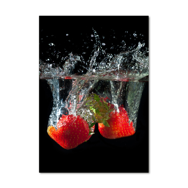 Bild auf Acrylglas vertikal Erdbeeren unter Wasser