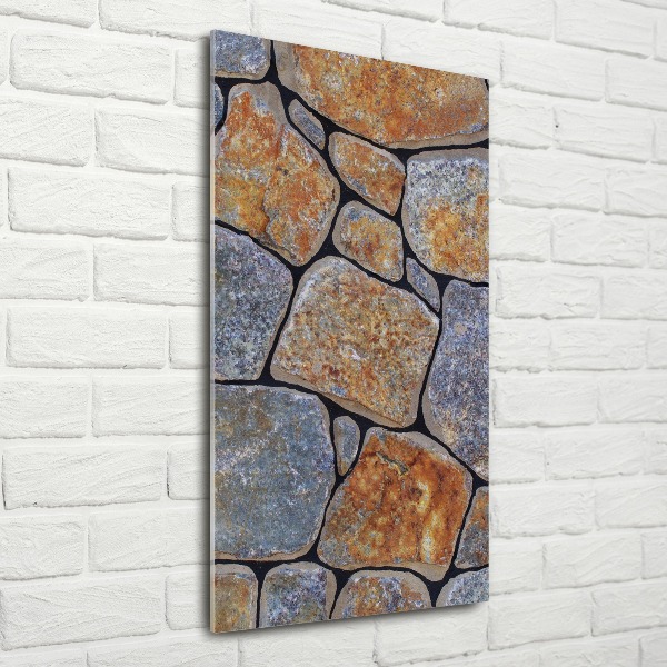 Acrylbild vertikal Steine im Hintergrund