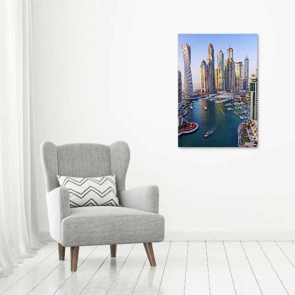 Modernes Acrylbild vertikal Dubai Creek