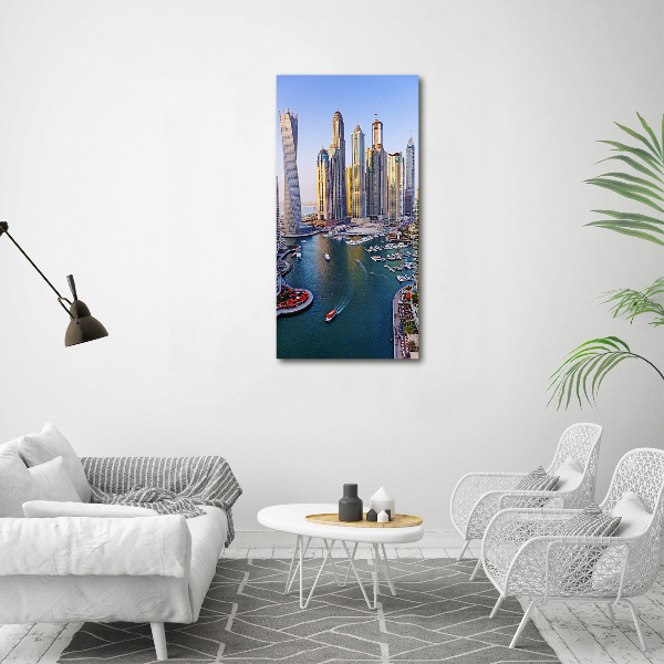 Modernes Acrylbild vertikal Dubai Creek