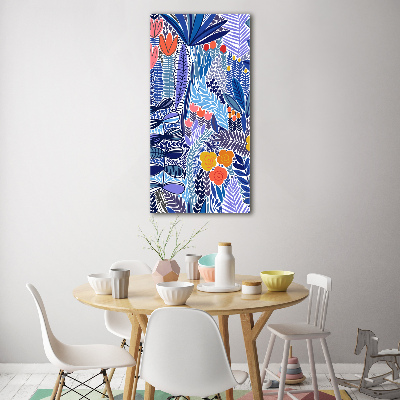 Modernes Acrylbild vertikal Tropische Blumen