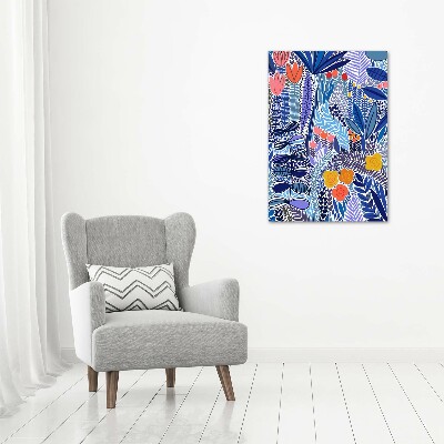 Modernes Acrylbild vertikal Tropische Blumen
