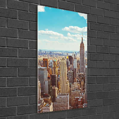Modernes Acrylbild vertikal New York aus der Vogelperspektive