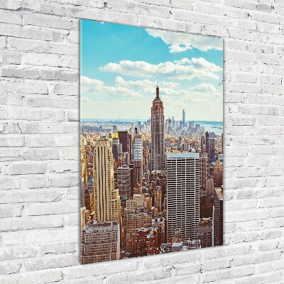 Modernes Acrylbild vertikal New York aus der Vogelperspektive