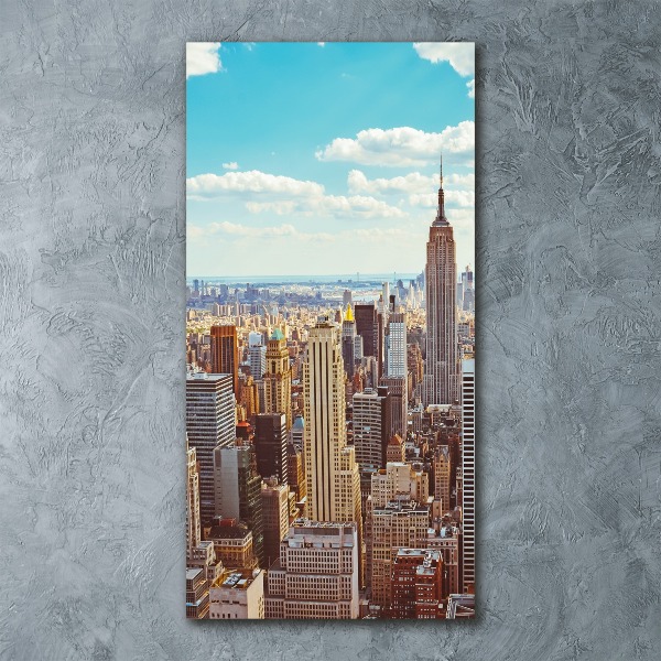 Modernes Acrylbild vertikal New York aus der Vogelperspektive