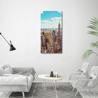 Modernes Acrylbild vertikal New York aus der Vogelperspektive