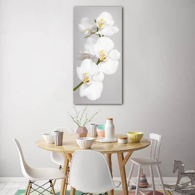 Modernes Acrylbild vertikal Weiße Orchidee