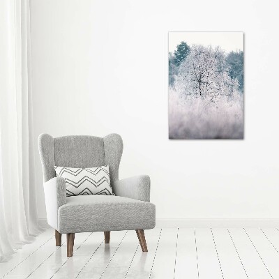 Modernes Acrylbild vertikal Wald im Winter