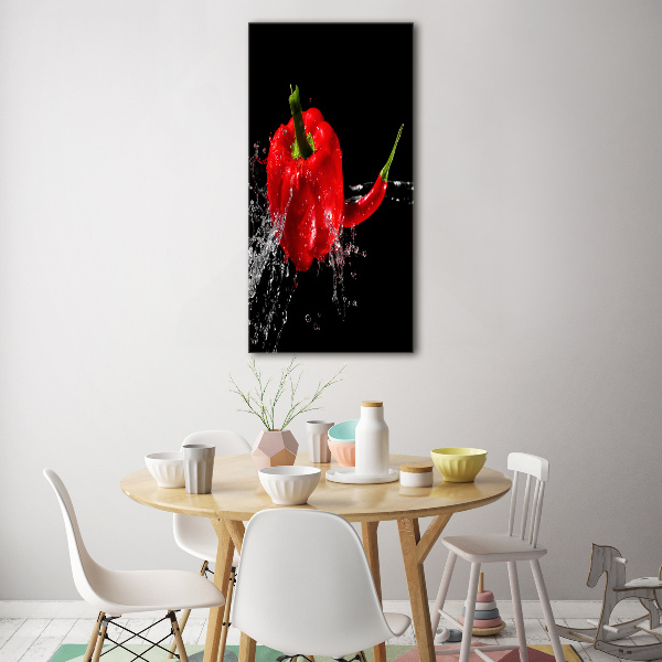 Modernes Acrylbild vertikal Zwei Paprikaschoten