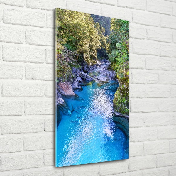 Bild auf Acrylglas vertikal Fluss im Wald