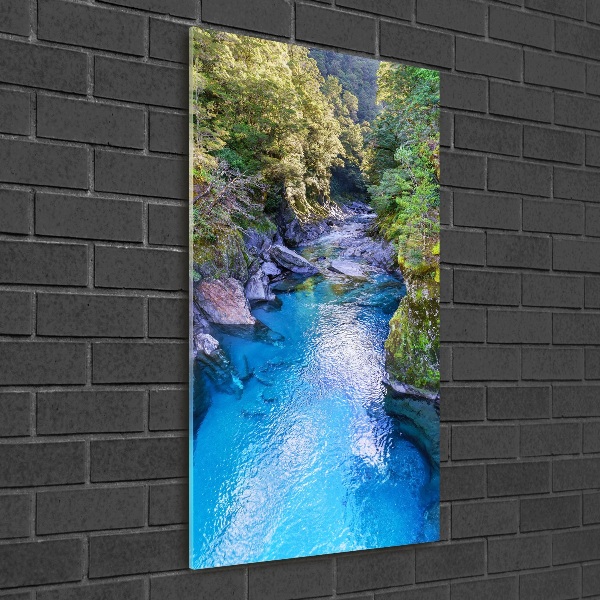 Bild auf Acrylglas vertikal Fluss im Wald