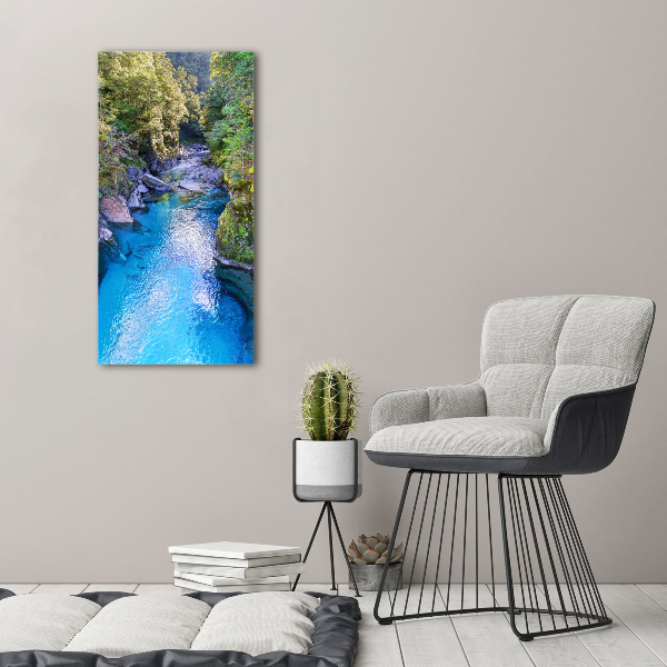 Bild auf Acrylglas vertikal Fluss im Wald