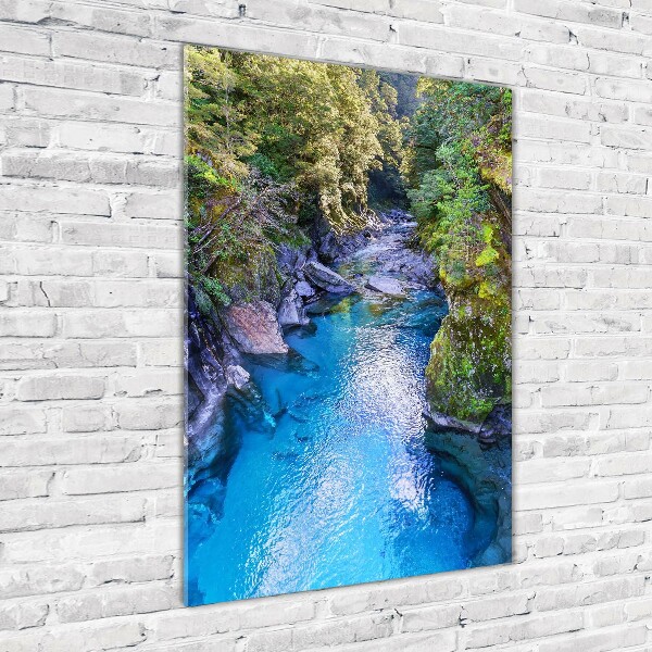 Bild auf Acrylglas vertikal Fluss im Wald