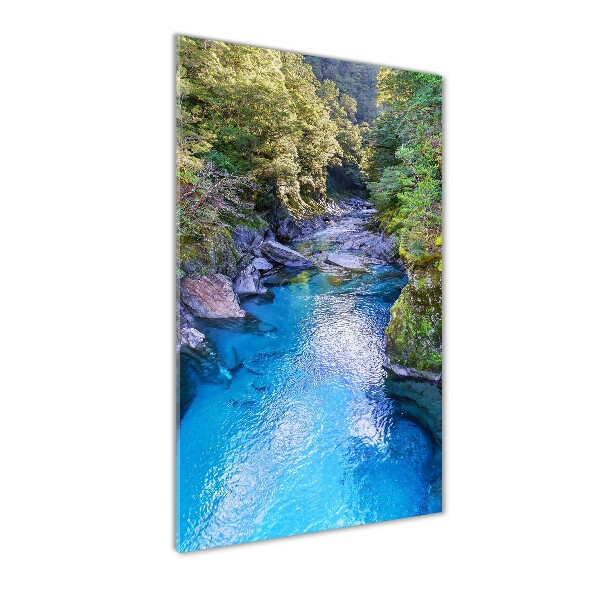Bild auf Acrylglas vertikal Fluss im Wald