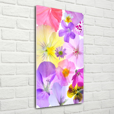 Modernes Acrylbild vertikal Bunte Blumen