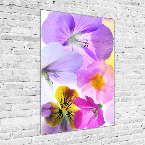 Modernes Acrylbild vertikal Bunte Blumen