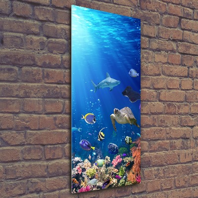 Modernes Acrylbild vertikal Korallenriff