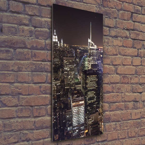 Bild auf Acrylglas vertikal New York bei Nacht