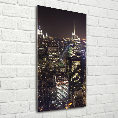Bild auf Acrylglas vertikal New York bei Nacht