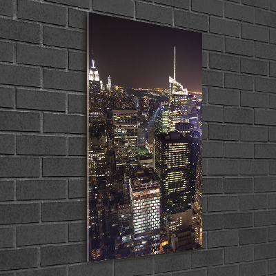 Bild auf Acrylglas vertikal New York bei Nacht