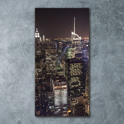 Bild auf Acrylglas vertikal New York bei Nacht