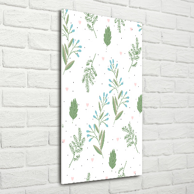 Bild auf Acrylglas vertikal Blätter und Herzen