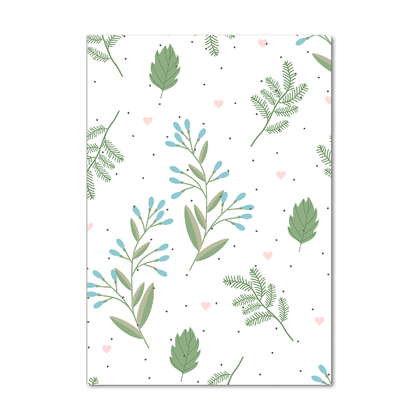 Bild auf Acrylglas vertikal Blätter und Herzen