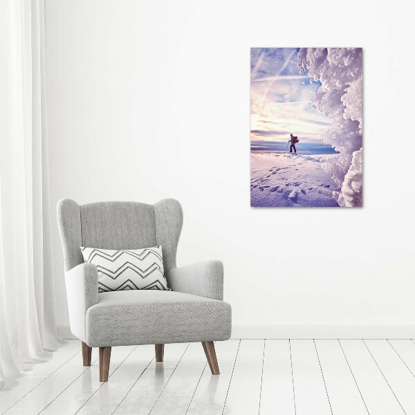 Acrylbild vertikal Skifahrer