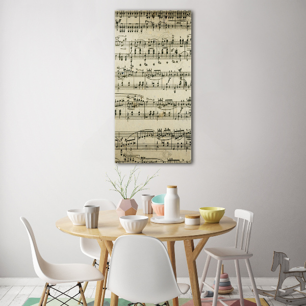 Bild auf Acrylglas vertikal Noten auf einem Stab