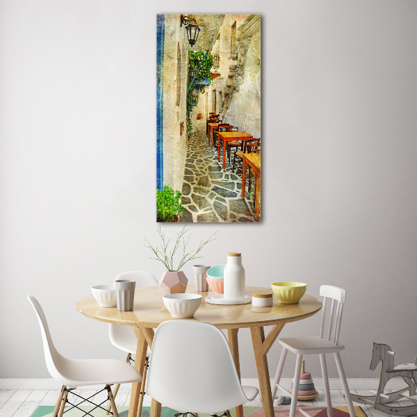 Modernes Acrylbild vertikal Griechische Tavernen