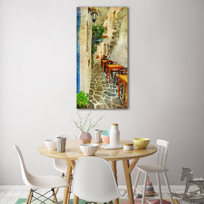 Modernes Acrylbild vertikal Griechische Tavernen